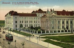 T2 1916 Temesvár, Timisoara; M. Kir. Főposta, Osztrák-Magyar Bank, Villamos / Main Post Office, Austro-Hungarian Bank, T - Sin Clasificación