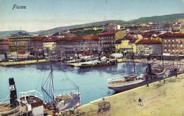 * T2/T3 1915 Fiume, Rijeka; Kikötő, Rakpart, Gőzhajók / Port, Quay, Steamships (EK) - Unclassified