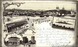 T2 1905 Novi Vinodolski, Novi, Novoga; Hotel Lisanj, Kupaliste, Hotel Slavulj, Kula Frankopanska, Otok Sv. Marino. Weiss - Unclassified