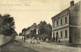 T2/T3 1910 Szentivánzelina, Sveti Ivan Zelina; Fő Utca, üzletek / Main Street, Shops (fl) - Unclassified