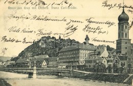 T2 1906 Graz, Erzherzog Franz Carl Brücke / Bridge, 'Quaker Oats' Advertisement, Shops - Unclassified