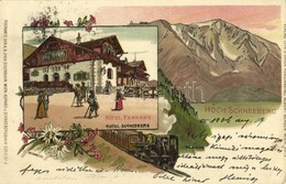 T2/T3 1906 Hochschneeberg, Hotel Panhans, Hotel Schneeberg, Lokomotiv / Hotels And Locmotive. Postkarte Der K.k. Eisenba - Unclassified