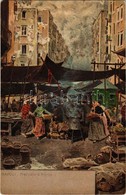 * T2 Naples, Napoli; Mercato A Porto / Market At The Port With Vendors. Litho - Unclassified