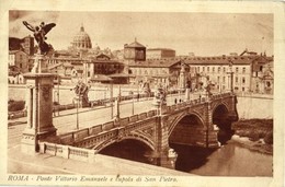 * T2 1925 Rome, Roma; Ponte Vittorio Emanuele E Cupola Di San Pietro / Bridge, Dome Of St. Peter's Basilica - Sin Clasificación