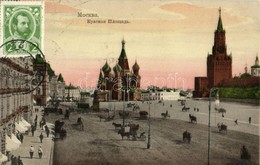 T2 1913 Moscow, Moskau, Moscou; Krasnaya Ploschad / Place Rouge / Red Square, Saint Basil's Cathedral, Spasskaya Tower.  - Zonder Classificatie