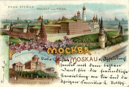 T2/T3 1905 Moscow, Moskau, Moscou; Ansicht Vom Kreml, Rumiantzewsky Museum / Kremlin, Rumyantsev Museum. Art Nouveau, Fl - Unclassified