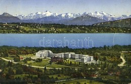 T3 1937 Geneva, Geneve, Genf; Palais Des Nations Et Chaine Du Mont Blanc / Palace Of Nations, Mountains (small Tear) - Unclassified