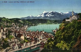 ** T2/T3 Lucerne, Luzern; Rigi Und Gütsch / General View, Mountain, Castle (Rb) - Unclassified