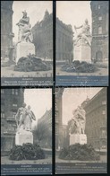 * 1921 Budapest V. Szabadság Tér, Trianon Szoborcsoport, Irredenta - 4 Db Eredeti Fotó Képeslap Észak, Dél, Kelet, Nyuga - Ohne Zuordnung