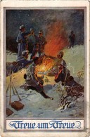 T2/T3 Treue Um Treue! / WWI Austro-Hungarian K.u.K. And German Military Art Postcard, Viribus Unitis Propaganda, Soldier - Unclassified
