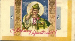 ** T2/T3 Boldog Új Esztendőt! Bozó Iparművész A.15. / WWII Hungarian Military New Year Greeting Art Minicard (12 Cm X 6, - Sin Clasificación