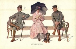 * T2/T3 Belagerung / Lady With Dachshund Dog, Flirting German Military Officers. M. Munk Wien Nr. 1119. S: Zasche - Sin Clasificación