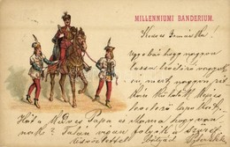 T2/T3 1899 Milleniumi Banderium. Rigler József Ede Részvénytársaság Kiadása / Hungarian Cavalryman, Uniform. Litho - Sin Clasificación