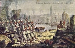 ** T2 Einzug Der Deutschen In Antwerpen. 9. Oktober 1914. Offizielle Postkarte Für Das Rote Kreuz, Kriegsfürsorgeamt Und - Sin Clasificación