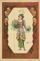 * T2/T3 1920 Lady With Flowers. B.K.W.I. 134-4. S: August Patek (EK) - Ohne Zuordnung