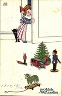 T2/T3 1914 Fröhliche Weihnachten / Christmas Greeting Art Postcard, Girl With Toys S: Joe Loe (EK) - Sin Clasificación