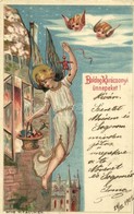 T2/T3 1902 Boldog Karácsonyi Ünnepeket! / Christmas Greeting Card With Angel. W.P. & Co. No. 116. Litho (EK) - Ohne Zuordnung