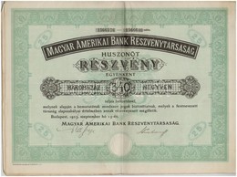 Budapest 1923. 'Magyar Amerikai Bank Részvénytársaság' 25 Részvénye Egyenként 340K-ról, Szelvényekkel és Szárazpecséttel - Zonder Classificatie