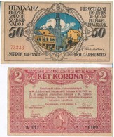 Kecskemét 1919.06.05. 2K Pénzutalvány + Sopron 1918. 50f Utalvány T:III,III- - Non Classés