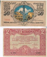 Kecskemét 1919.06.05. 2K Pénzutalvány + Sopron 1918. 50f Utalvány T:III,III- - Sin Clasificación