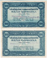 ~1920. 100K 'Vásárlási Visszatérítés' (2x) Mindkettő 'Magyar Cserkészek Termelő és Ért.' Bélyegzéssel T:III - Unclassified