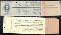 1943-1947. 3db Kitöltött Váltó, Bélyegekkel és Bélyegzéssel, Lyukasztással érvénytelenítve T:III - Zonder Classificatie