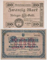 Ausztria / Bécs 1918. 100K Szükségpénz + Német Birodalom / Grünberg 1918. 20M Szükségpénz T:III,III-
Austria / Vienna 19 - Ohne Zuordnung