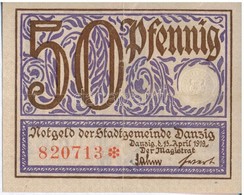 Németország / Weimari Köztársaság / Danzig 1919. 50pf Szükségpénz Szárazpecséttel, Vízjeles Papíron T:III Germany / Weim - Non Classés