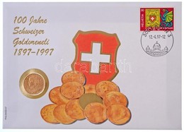 Svájc 1897B 20Fr Au 'Helvetia' Aranyérme Felbélyegzett Borítékban, Bélyegzéssel (~6,45g/0.900) T:1,1-
Switzerland 1897B  - Sin Clasificación