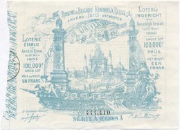 Belgium 1885. 1Fr Sorsjegy T:III Belgium 1885. 1 Franc Lottery Ticket C:F - Ohne Zuordnung
