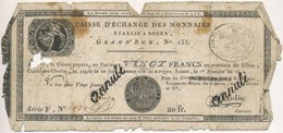 Franciaország / Rouen 1797-1803. 20Fr 'annulé (érvénytelen)' Felülbélyegzéssel T:IV France Rouen 1797-1803. 20 Francs 'a - Unclassified