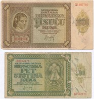 Független Horvát Állam 1941. 500K + 1000K T:III Independent State Of Croatia 1941. 500 Kuna + 1000 Kuna C:F - Ohne Zuordnung