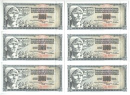 Jugoszlávia 1978. 1000D (15x) Sorszámkövetők, Valamint Mindegyiken Nyomdahiba 'GUVERNE' T:II Yugoslavia 1978. 1000 Dinar - Unclassified