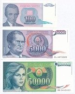 Jugoszlávia 1985. 5000D + 1988. 50.000D + 1994. 100D T:I,I-
Yugoslavia 1985. 5000 Dinara + 1988. 50.000 Dinara + 1994. 1 - Sin Clasificación