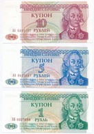 Transznisztria 1994. 1R + 5R + 10R  T:I 
Transnistria 1994. 1 Ruble + 5 Rublei + 10 Rublei C:UNC
Krause 16., 17., 10 - Unclassified