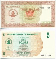 Zimbabwe 2003. 20.000D + 2006. 5D T:I
Zimbabwe 2003. 20.000 Dollars + 2006. 5 Dollars C:UNC - Unclassified