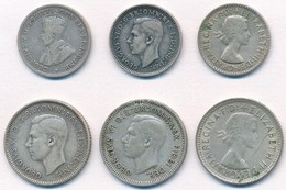 Ausztrália 1918-1959. 3p Ag (3xklf) + 1942-1962. 6p Ag (3xklf) T:2-3
Australia 1918-1959. 3 Pence Ag (3xdiff) + 1942-196 - Sin Clasificación