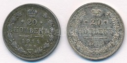 Orosz Birodalom 1914. 20k Ag 'II. Miklós' + 1915BC 20k Ag 'II. Miklós' T:1-,2 Patina 
Russian Empire 1914. 20 Kopeks Ag  - Sin Clasificación