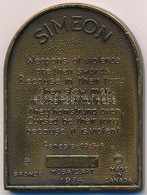 Kanada 1974. 'Simeon' Kétoldalas Br Plakett Sorszám Nélkül T:1- Ph.
Canada 1974. 'Simeon' Two Sided Br Plaque Without Se - Ohne Zuordnung