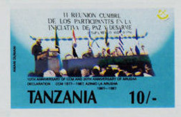 TANZANIA 1987 Party Declaration Flags 10Sh IMPERF. India Greece-related - Francobolli