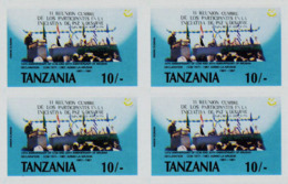 TANZANIA 1987 Party Declaration Flags 10Sh IMPERF.4-BLOCK India Greece-related - Francobolli