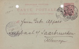 Enveloppe Mouchon 10 C Rouge Oblitérée à Destination De L'Allemagne Repiquage Benda - Overprinter Postcards (before 1995)