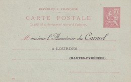 Enveloppe Mouchon 10 C Rouge Neuve Repiquage Aumonier Du Carmel - AK Mit Aufdruck (vor 1995)