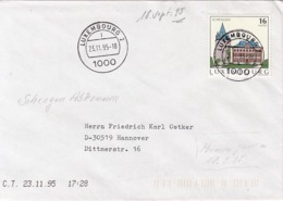 LUXEMBOURG INK STAMP, SCHENGEN CASTLE STAMP ON COVER, 1995, LUXEMBOURG - Cartas & Documentos