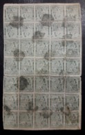 ESPAÑA.  EDIFIL 133 US.  FRAGMENTO CON 35 SELLOS. - Used Stamps