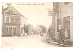 CPA 18 ALLOGNY Route De SAINT MARTIN D'AUXIGNY - Animation - Boucherie - Pub Byrrh - La Guerche Sur L'Aubois