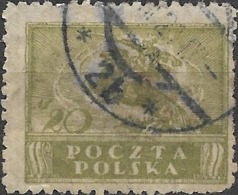 POLAND 1919 Polish Uhlan - 20m - Green FU - Used Stamps