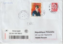 France Lettre Avec Affranchissement 5253A Marianne Engagée Rouge Non Dentelée - Covers & Documents