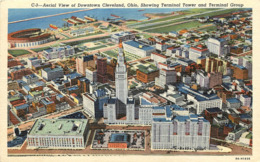 Etats-Unis - Ohio - Aerial View Of Downtown Cleveland - Showing Terminal Tower And Terminal Group - Bon état - Cleveland