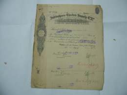 SCRIPOFILIA AZIONE CERTIFICATO INDIA JUBBULPORE ELECTRIC SUPPLY MARTIN & C. - Electricidad & Gas